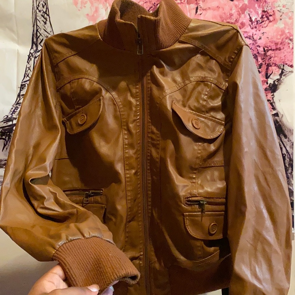 Cognac Bomber Jacket